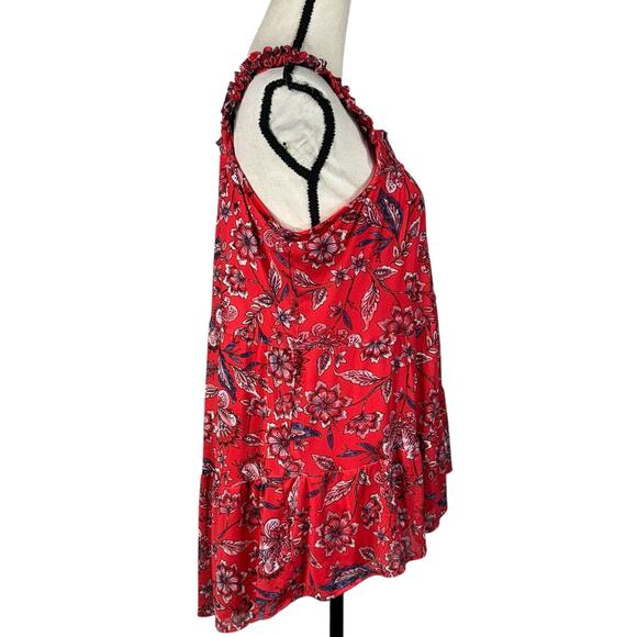 Maurices Large Top Floral Hi-Low Hem Sleeveless Stretch Lined Tiered Square Neck - Picture 4 of 10